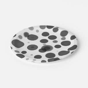 Modern Black White Polka Dot Bubbles Party Paper Plate