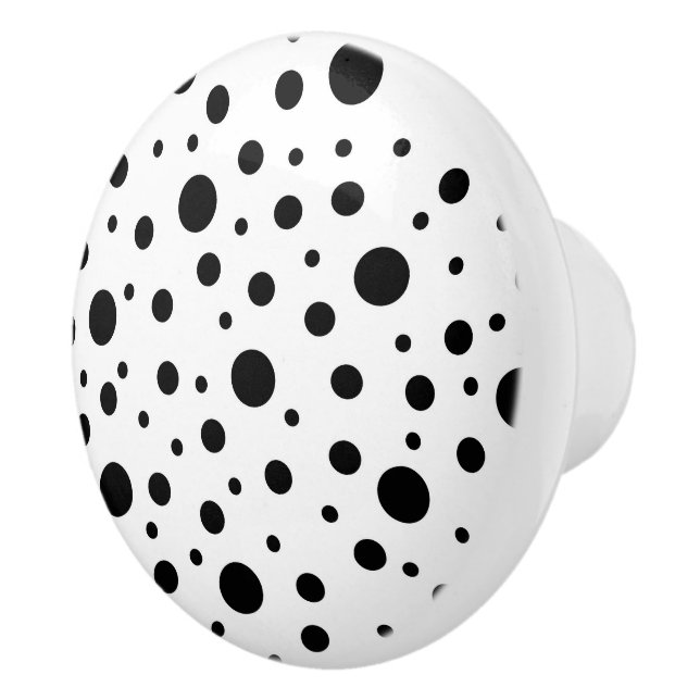 Modern Black White Polka Dot Ceramic Knob (Right)
