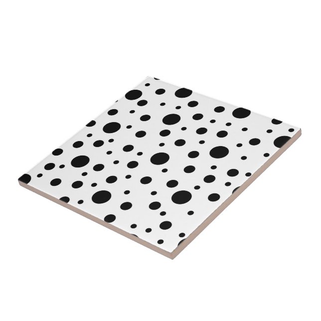 Modern Black White Polka Dot Ceramic Tile (Side)