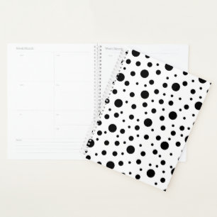Modern Black White Polka Dot Planner