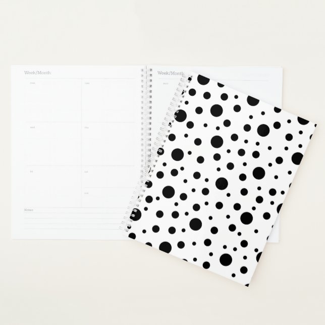 Modern Black White Polka Dot Planner (Display)