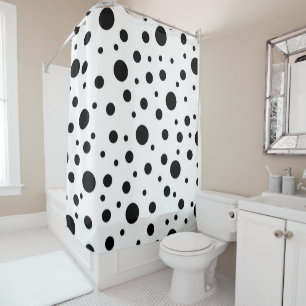 Modern Black White Polka Dot Shower Curtain