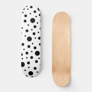 Modern Black White Polka Dot Skateboard