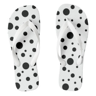 Modern Black White Polka Dot Thongs