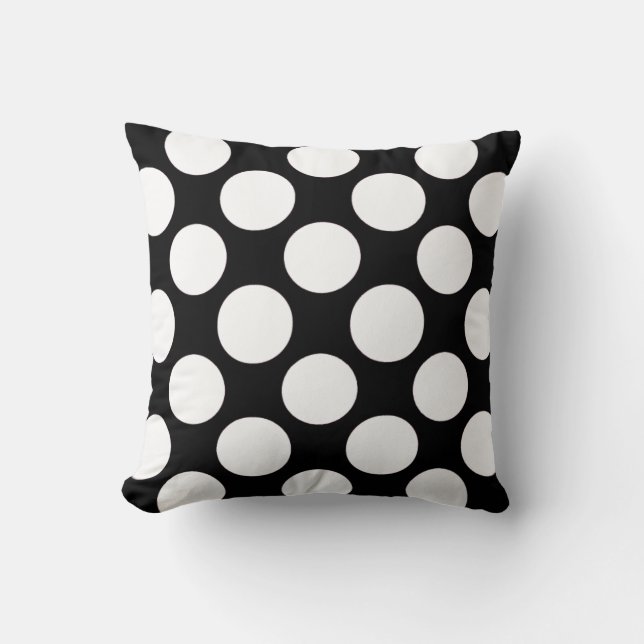 Modern Black White Polka Dots Pattern Cushion (Front)