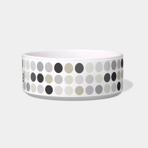 Modern black white polka dots pattern monogram bowl