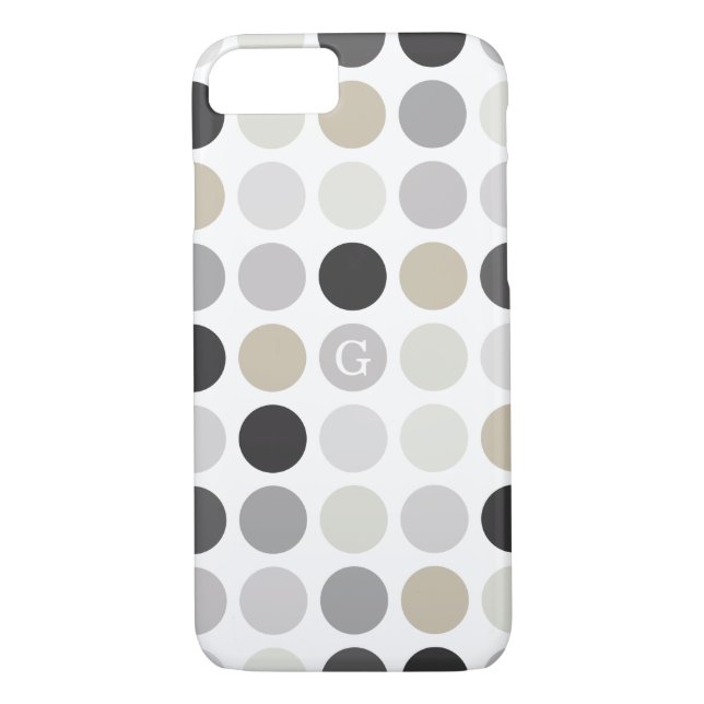 Modern black white polka dots pattern monogram Case-Mate iPhone case (Back)