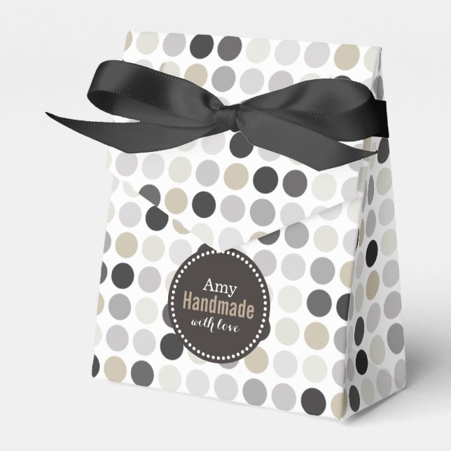 Modern black white polka dots pattern monogram favour box (Front Side)