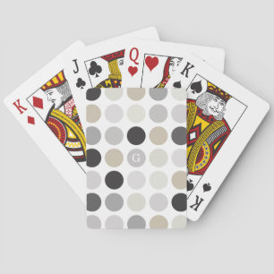 Modern black white polka dots pattern monogram playing cards