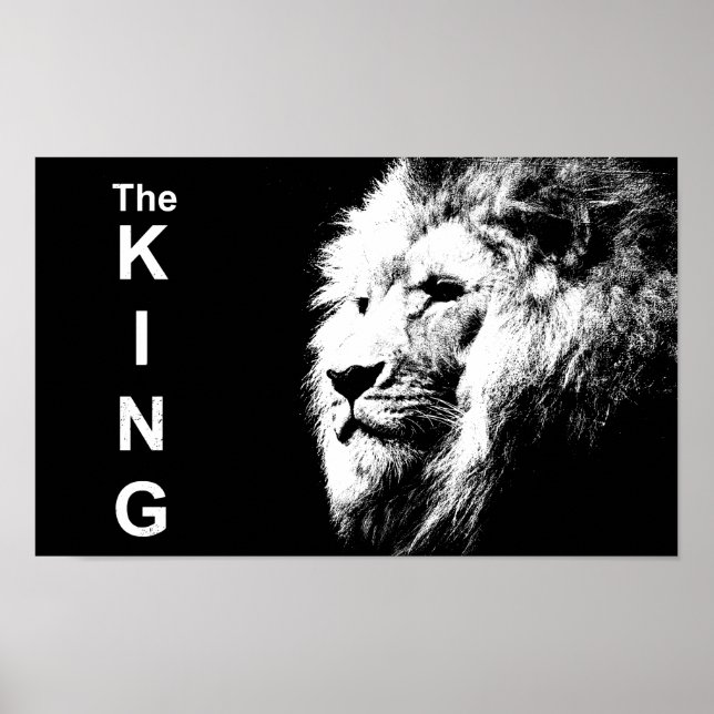 Modern Black & White Pop Art Lion Head Template Poster (Front)