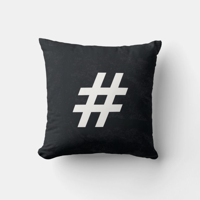 Modern Black & White # Pound sign (hashtag) Button Cushion (Front)