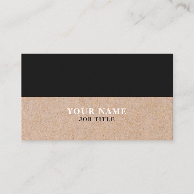 Modern Black White PRINTED Kraft Business Card (Front)