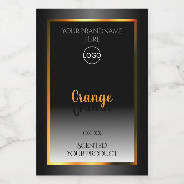 Modern Black White Product Label Orange Frame Logo (Single Label)