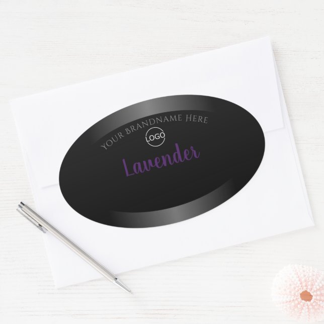 Modern Black White Product Label Purple Frame Logo (Envelope)