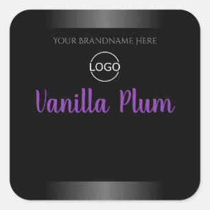 Modern Black White Product Label Purple Frame Logo