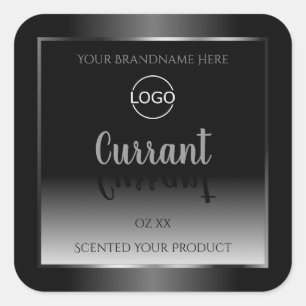 Modern Black White Product Label Silver Frame Logo