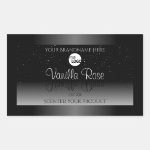 Modern Black White Product Label Soft Glitter Logo