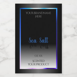 Modern Black White Product Labels Blue Teal Frame