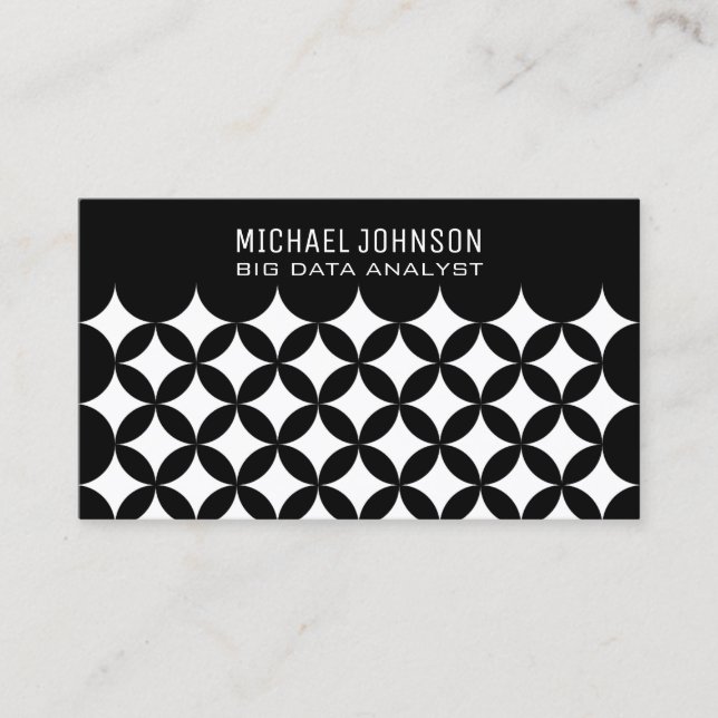 Modern Black White Professional Big Data Analyst Business Card (Front)