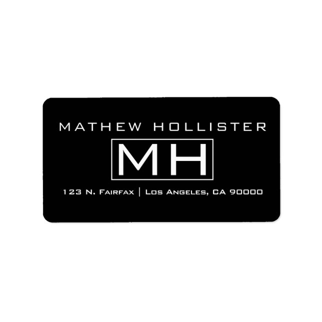 Modern Black & White Professional Monogrammed Label (Front)