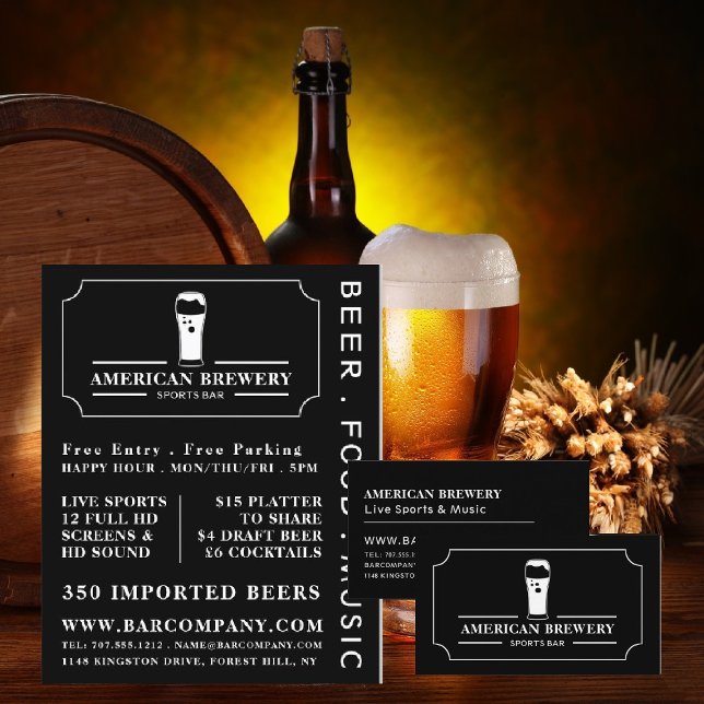 Modern Black & White, Pub/Brewery Advertising Flyer (Creator Uploaded)