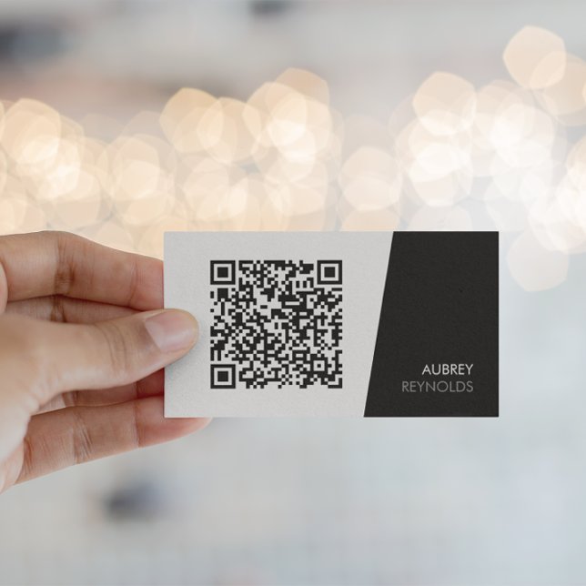 Modern Black & White QR Code Business Card (Creator Uploaded)