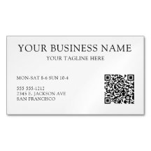 Modern Black White QR Code Business Card Magnet