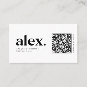 Modern Black & White QR Code Logo Business Card