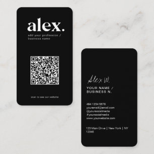 Modern Black & White QR Code Logo Business Card
