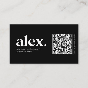 Modern Black & White QR Code Logo Business Card