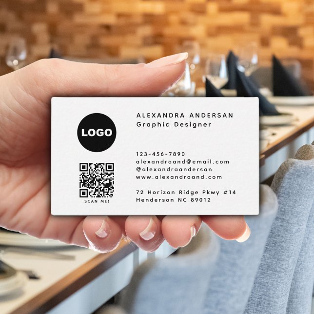 Modern Black White QR Code Logo Professional Business Card (Modern Black White QR Code Logo Professional Business Card)