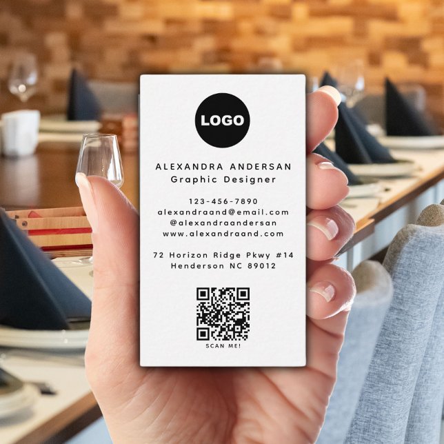 Modern Black White QR Code Logo Professional Business Card (Modern Black White QR Code Logo Professional Business Card)