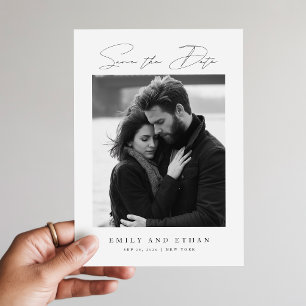 Modern Black & White QR Code Photo Wedding Invitation