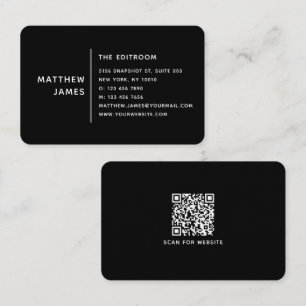 Modern Black White QR Code Professional Business Card