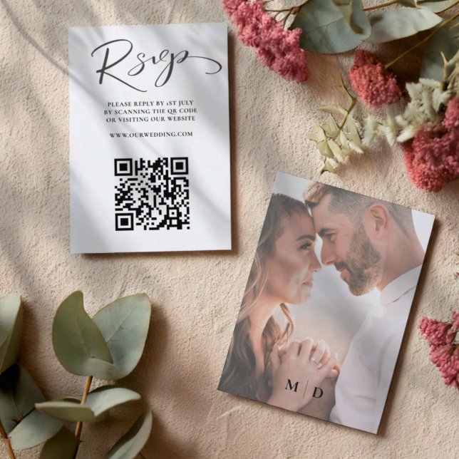 Modern Black & White QR Code RSVP Wedding (Creator Uploaded)