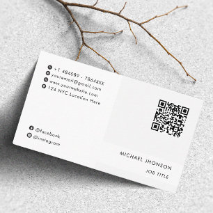 Modern Black White QR Code Social Media Icon Logo Business Card