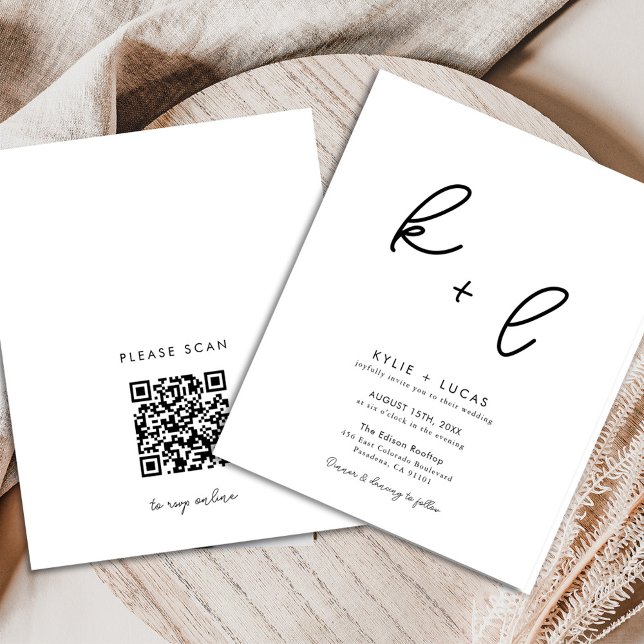 Modern Black & White Qr Code Wedding Invitation Flyer (Creator Uploaded)