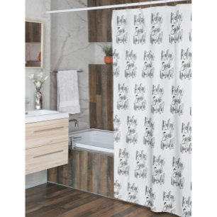 Modern Black White Quote Shower Curtain