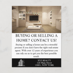 Modern Black White Real Estate Agent Custom  Flyer