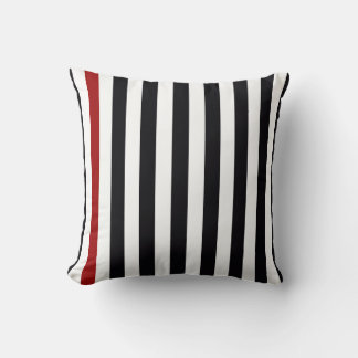 Modern Black, White & Red Striped Throw Pillow – B