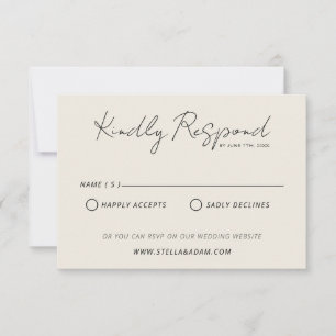 Modern Black & White Retro Fun Minimalist Wedding RSVP Card