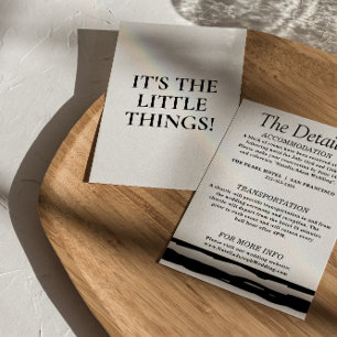 Modern Black & White Retro Wedding Details Enclosure Card
