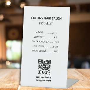 Modern Black White Salon Service Price List Pedestal Sign