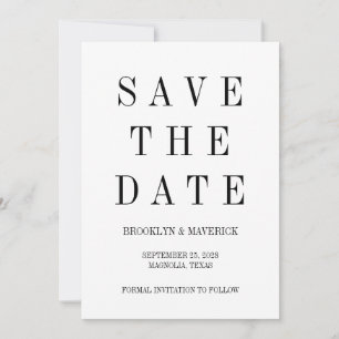 Modern Black & White Save The Date Photo Card