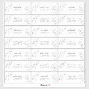 Modern Black White Script Botanical Guest Address