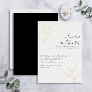 Modern Black White Script Botanical Wedding Gold