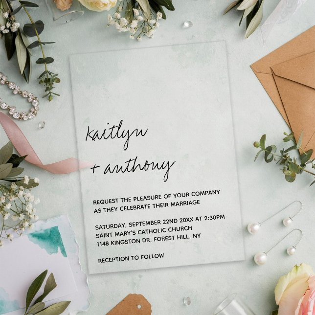 Modern Black & White Script Minimalistic Wedding Acrylic Invitations (Creator Uploaded)