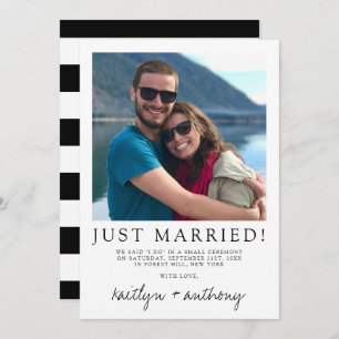 Modern Black & White Script Minimalistic Wedding Announcement