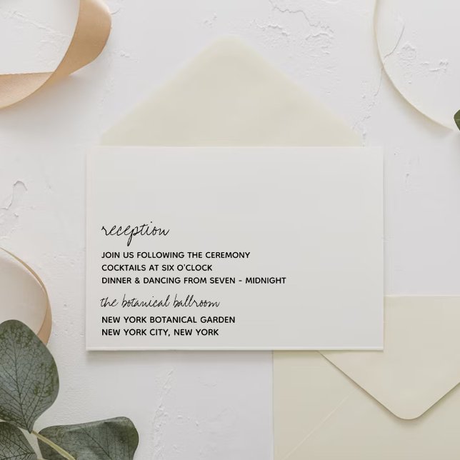Modern Black & White Script Minimalistic Wedding Enclosure Card (Creator Uploaded)