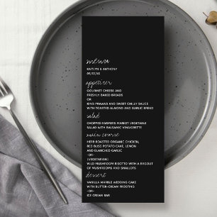 Modern Black & White Script Minimalistic Wedding Menu